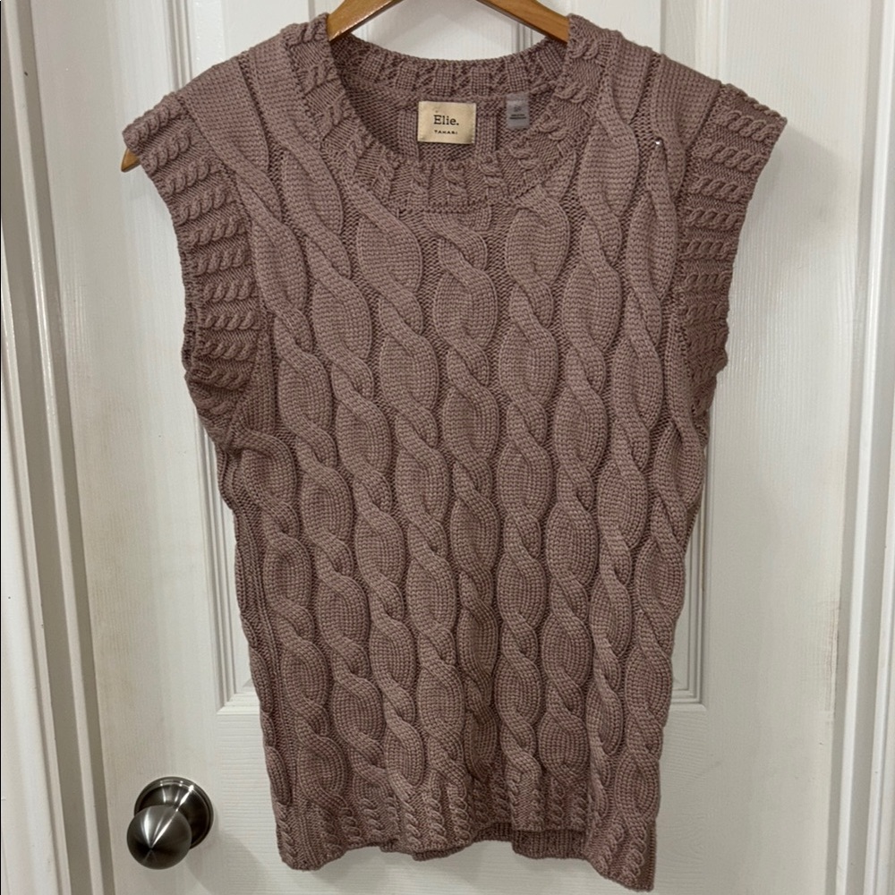 Elie Tahari Cable Knit Short Sleeve Top